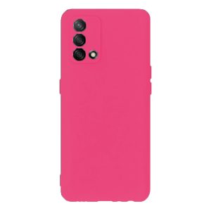 Husa protectie, interior de catifea, compatibila cu Oppo A74 4G, FONIX BloomShield, silicon, margini ridicate, slim, Roz neon