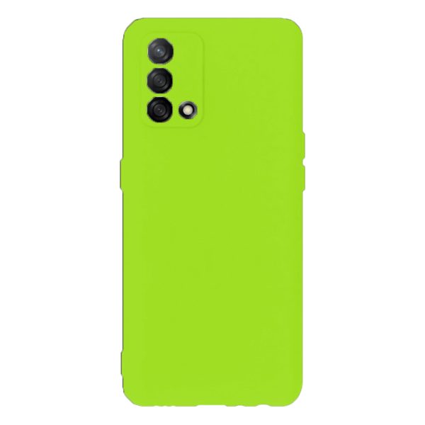 Husa protectie, interior de catifea, compatibila cu Oppo A74 4G, FONIX BloomShield, silicon, margini ridicate, slim, Verde neon