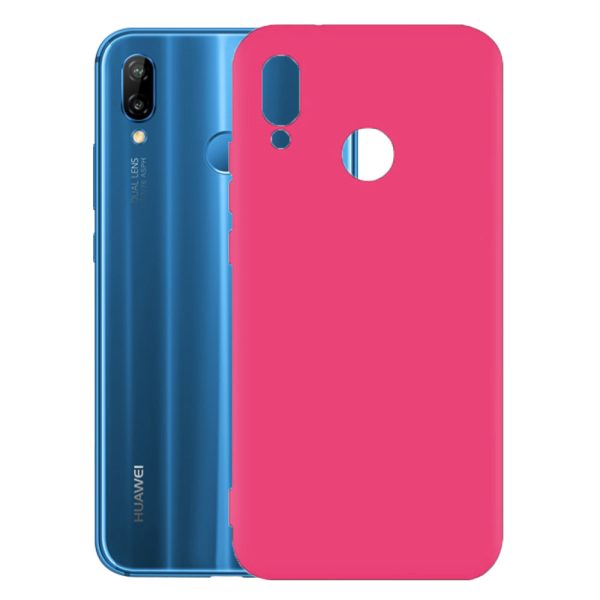 Husa protectie, interior de catifea, compatibila cu Huawei P20 Lite, FONIX BloomShield, silicon, margini ridicate, slim, Roz neon