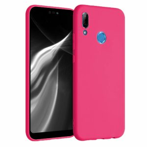 Husa protectie, interior de catifea, compatibila cu Huawei P20 Lite, FONIX BloomShield, silicon, margini ridicate, slim, Roz neon