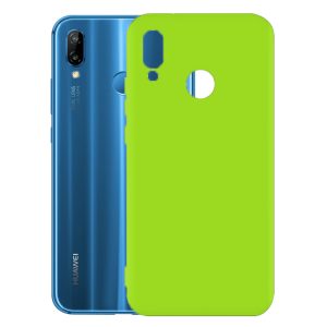 Husa protectie, interior de catifea, compatibila cu Huawei P20 Lite, FONIX BloomShield, silicon, margini ridicate, slim, Verde neon