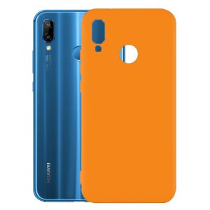 Husa protectie, interior de catifea, compatibila cu Huawei P20 Lite, FONIX BloomShield, silicon, margini ridicate, slim, Portocaliu neon