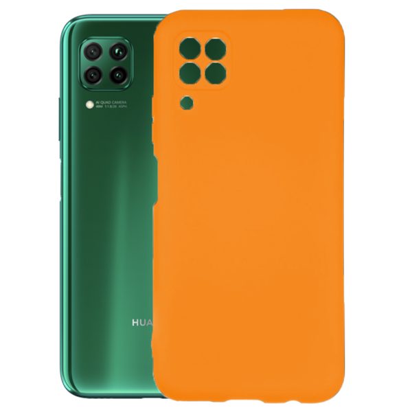 Husa protectie, interior de catifea, compatibila cu Huawei P40 Lite, FONIX BloomShield, silicon, margini ridicate, slim, Portocaliu neon