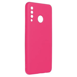 Husa protectie, interior de catifea, compatibila cu Huawei Y6P, FONIX BloomShield, silicon, margini ridicate, slim, Roz neon2