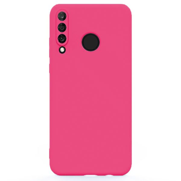 Husa protectie, interior de catifea, compatibila cu Huawei P40 Lite E, FONIX BloomShield, silicon, margini ridicate, slim, Roz neon