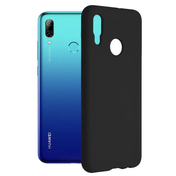 Husa protectie, interior de catifea, compatibila cu Huawei P Smart 2019, FONIX BloomShield, silicon, margini ridicate, slim, Negru