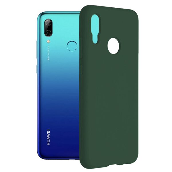 Husa protectie, interior de catifea, compatibila cu Huawei P Smart 2019, FONIX BloomShield, silicon, margini ridicate, slim, Verde inchis