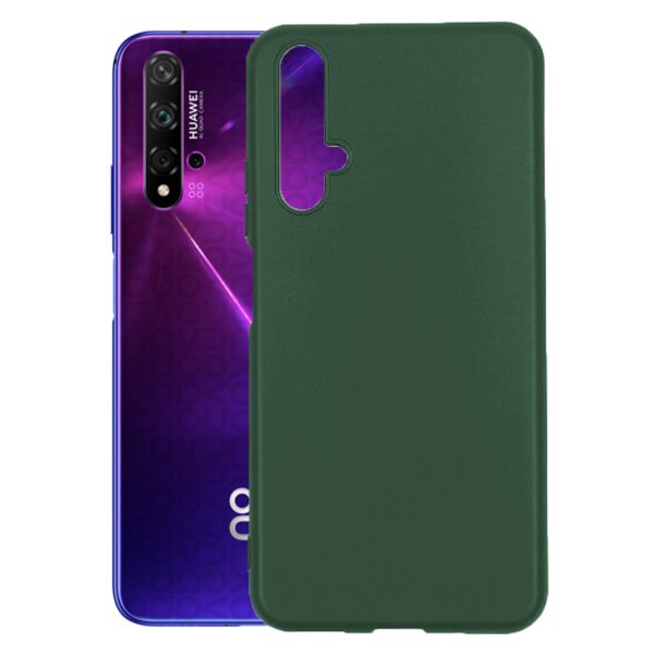 Husa protectie, interior de catifea, compatibila cu Huawei Nova 5T, FONIX BloomShield, silicon, margini ridicate, slim, Verde inchis