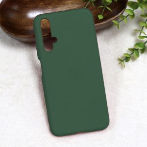 Husa protectie, interior de catifea, compatibila cu Huawei Nova 5T, FONIX BloomShield, silicon, margini ridicate, slim, Verde inchis3