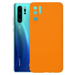 Husa protectie, interior de catifea, compatibila cu Huawei P30 Pro, FONIX BloomShield, silicon, margini ridicate, slim, Portocaliu neon