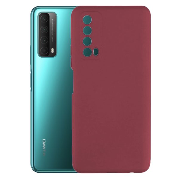 Husa protectie, interior de catifea, compatibila cu Huawei P Smart 2021, FONIX BloomShield, silicon, margini ridicate, slim, Visiniu