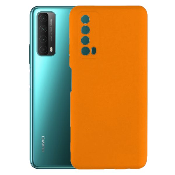 Husa protectie, interior de catifea, compatibila cu Huawei P Smart 2021, FONIX BloomShield, silicon, margini ridicate, slim, Portocaliu neon