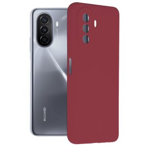 Husa protectie, interior de catifea, compatibila cu Huawei Nova Y70, FONIX BloomShield, silicon, margini ridicate, slim, Visiniu