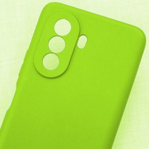 Husa protectie, interior de catifea, compatibila cu Huawei Nova Y70, FONIX BloomShield, silicon, margini ridicate, slim, Verde neon