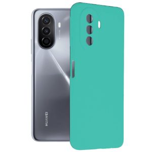 Husa protectie, interior de catifea, compatibila cu Huawei Nova Y70, FONIX BloomShield, silicon, margini ridicate, slim, Turcoaz