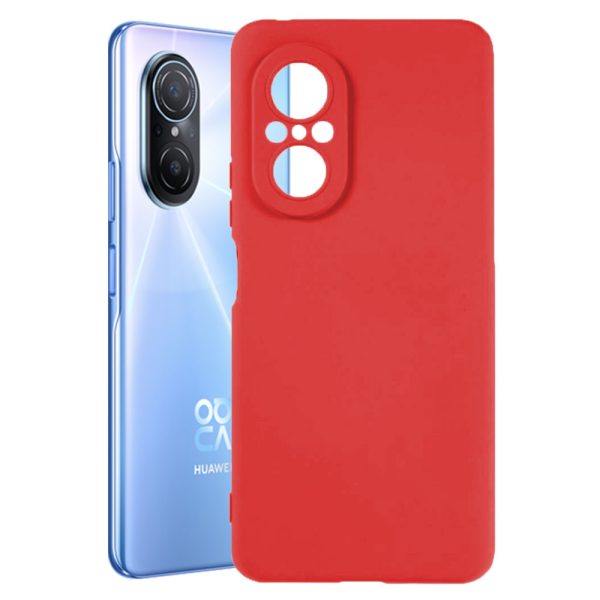 Husa protectie, interior de catifea, compatibila cu Huawei Nova 9 SE, FONIX BloomShield, silicon, margini ridicate, slim, Rosu