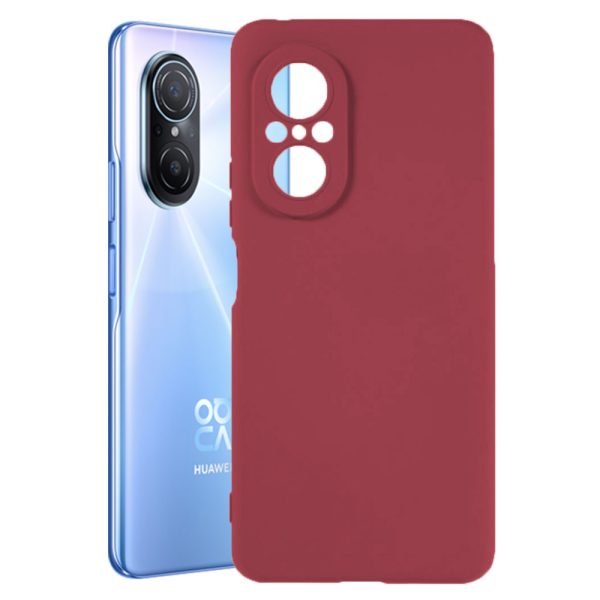 Husa protectie, interior de catifea, compatibila cu Huawei Nova 9 SE, FONIX BloomShield, silicon, margini ridicate, slim, Visiniu