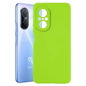 Husa protectie, interior de catifea, compatibila cu Huawei Nova 9 SE, FONIX BloomShield, silicon, margini ridicate, slim, Verde neon