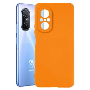 Husa protectie, interior de catifea, compatibila cu Huawei Nova 9 SE, FONIX BloomShield, silicon, margini ridicate, slim, Portocaliu neon