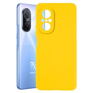 Husa protectie, interior de catifea, compatibila cu Huawei Nova 9 SE, FONIX BloomShield, silicon, margini ridicate, slim, Galben