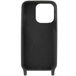 Husa protectie cu snur integrat, compatibila cu Apple iPhone 14 Pro, FONIX ShieldBand, silicon mat, interior microfibra, lant 170 cm, Negru2