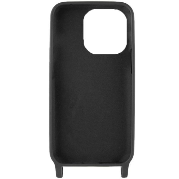 Husa protectie cu snur integrat, compatibila cu Apple iPhone 13 Pro, FONIX ShieldBand, silicon mat, interior microfibra, lant 170 cm, Negru2