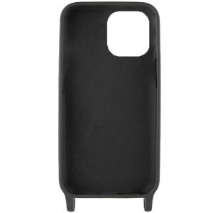 Husa protectie cu snur integrat, compatibila cu Apple iPhone 12, FONIX ShieldBand, silicon mat, interior microfibra, lant 170 cm, Negru2