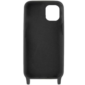 Husa protectie cu snur integrat, compatibila cu Apple iPhone 11, FONIX ShieldBand, silicon mat, interior microfibra, lant 170 cm, Negru2