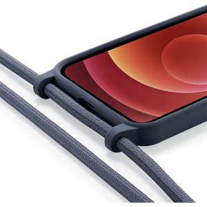 Husa protectie cu snur integrat, compatibila cu Xiaomi Redmi Note 11 Pro Plus 5G, FONIX ShieldBand, silicon mat, interior microfibra, lant 170 cm, Albastru