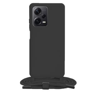 Husa protectie cu snur integrat, compatibila cu Xiaomi Redmi Note 12 Pro Plus, FONIX ShieldBand, silicon mat, interior microfibra, lant 170 cm, Negru