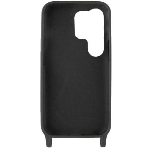 Husa protectie cu snur integrat, compatibila cu Samsung Galaxy S23 Ultra, FONIX ShieldBand, silicon mat, interior microfibra, lant 170 cm, Negru2