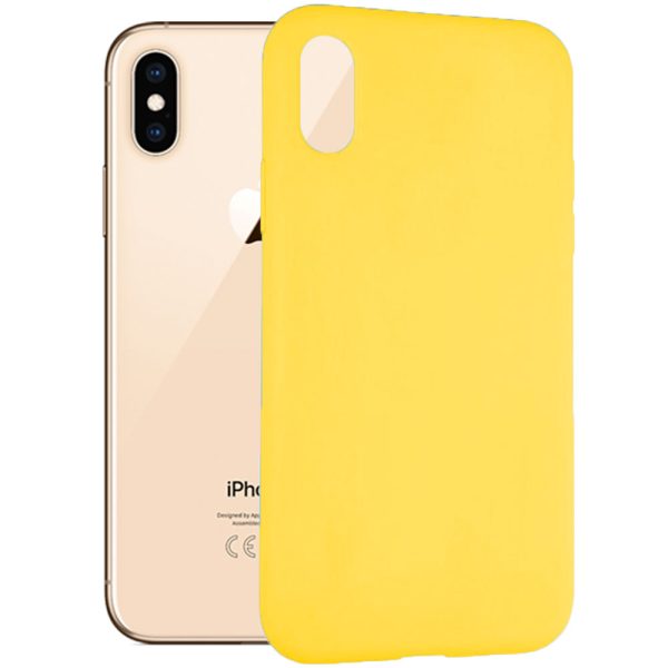 Husa protectie, interior de catifea, compatibila cu Apple iPhone X / XS, FONIX BloomShield, silicon, margini ridicate, slim, Galben