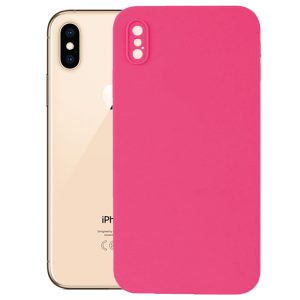 Husa protectie, interior de catifea, compatibila cu Apple iPhone X / XS, FONIX BloomShield, silicon, margini ridicate, slim, Roz neon