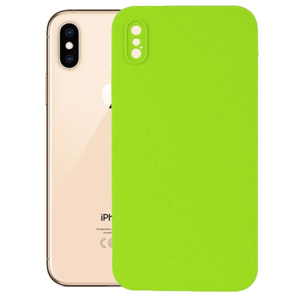 Husa protectie, interior de catifea, compatibila cu Apple iPhone X / XS, FONIX BloomShield, silicon, margini ridicate, slim, Verde neon