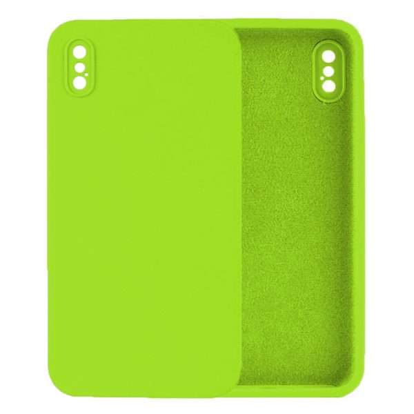 Husa protectie, interior de catifea, compatibila cu Apple iPhone X / XS, FONIX BloomShield, silicon, margini ridicate, slim, Verde neon5