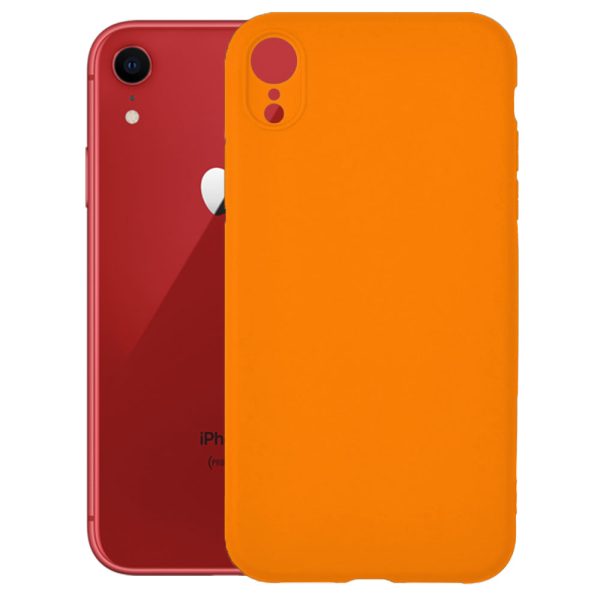 Husa protectie, interior de catifea, compatibila cu Apple iPhone XR, FONIX BloomShield, silicon, margini ridicate, slim, Portocaliu neon