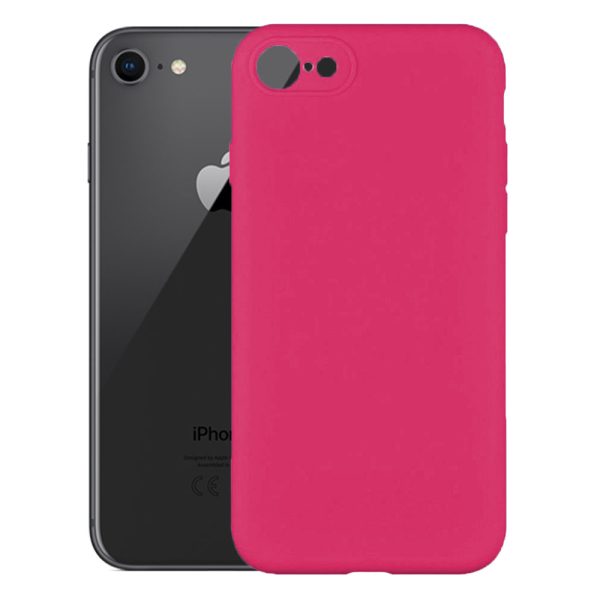 Husa protectie, interior de catifea, compatibila cu Apple iPhone 7 / 8, FONIX BloomShield, silicon, margini ridicate, slim, Roz neon