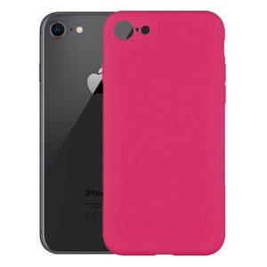 Husa protectie, interior de catifea, compatibila cu Apple iPhone SE 3 (2022), FONIX BloomShield, silicon, margini ridicate, slim, Roz neon