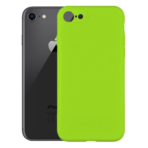 Husa protectie, interior de catifea, compatibila cu Apple iPhone SE 3 (2022), FONIX BloomShield, silicon, margini ridicate, slim, Verde neon