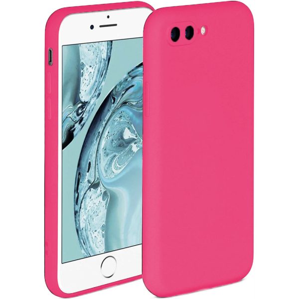 Husa protectie, interior de catifea, compatibila cu Apple iPhone 7 Plus / 8 Plus, FONIX BloomShield, silicon, margini ridicate, slim, Roz neon