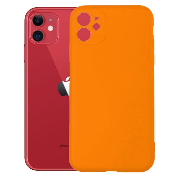 Husa protectie, interior de catifea, compatibila cu Apple iPhone 11, FONIX BloomShield, silicon, margini ridicate, slim, Portocaliu neon