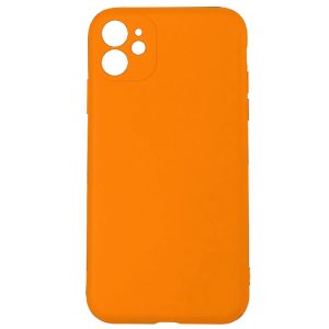 Husa protectie, interior de catifea, compatibila cu Apple iPhone 11, FONIX BloomShield, silicon, margini ridicate, slim, Portocaliu neon3