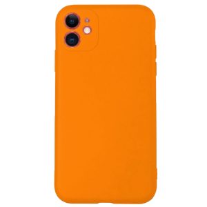 Husa protectie, interior de catifea, compatibila cu Apple iPhone 11, FONIX BloomShield, silicon, margini ridicate, slim, Portocaliu neon4