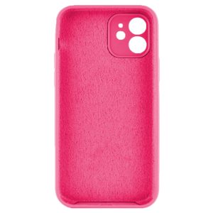 Husa protectie, interior de catifea, compatibila cu Apple iPhone 12, FONIX BloomShield, silicon, margini ridicate, slim, Roz neon2