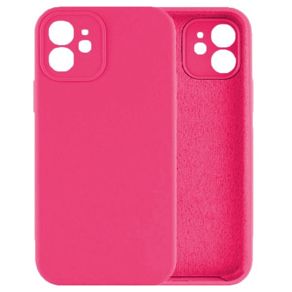 Husa protectie, interior de catifea, compatibila cu Apple iPhone 12, FONIX BloomShield, silicon, margini ridicate, slim, Roz neon4