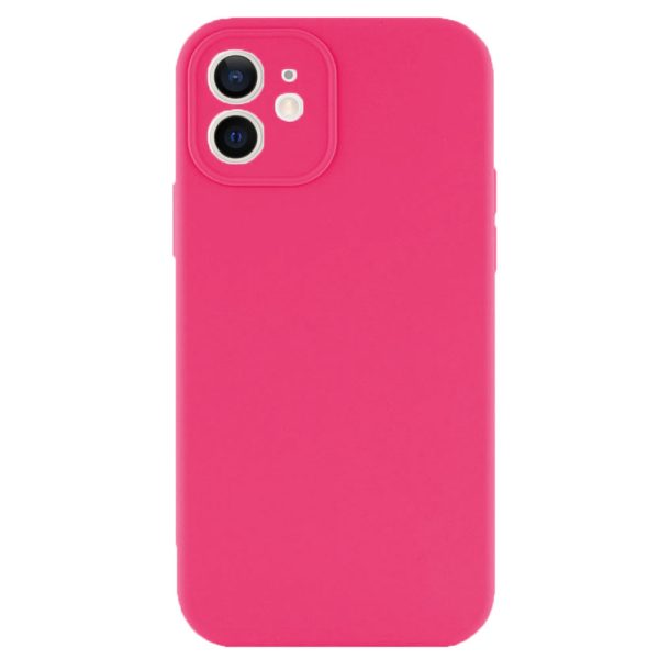 Husa protectie, interior de catifea, compatibila cu Apple iPhone 12, FONIX BloomShield, silicon, margini ridicate, slim, Roz neon5