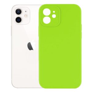 Husa protectie, interior de catifea, compatibila cu Apple iPhone 12, FONIX BloomShield, silicon, margini ridicate, slim, Verde neon