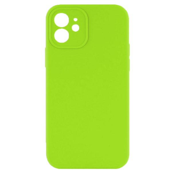 Husa protectie, interior de catifea, compatibila cu Apple iPhone 12, FONIX BloomShield, silicon, margini ridicate, slim, Verde neon3