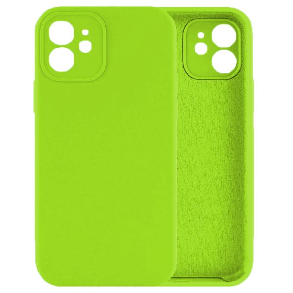 Husa protectie, interior de catifea, compatibila cu Apple iPhone 12, FONIX BloomShield, silicon, margini ridicate, slim, Verde neon4