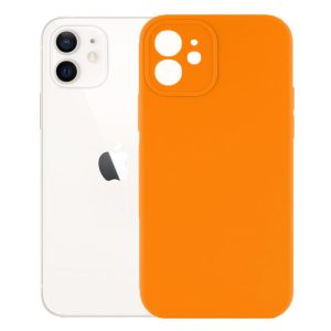 Husa protectie, interior de catifea, compatibila cu Apple iPhone 12, FONIX BloomShield, silicon, margini ridicate, slim, Portocaliu neon